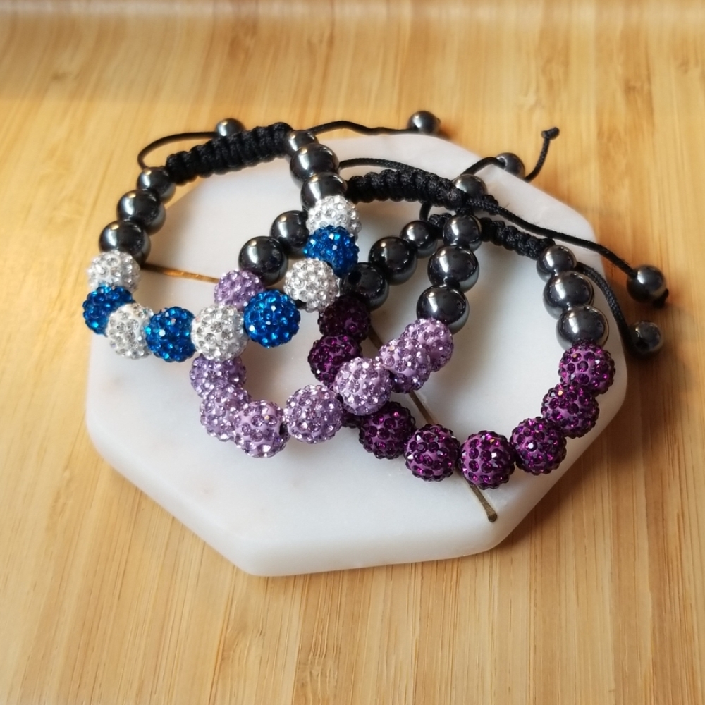 3 adjustable bead bracelets